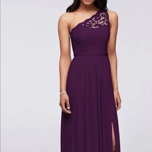 Long One Shoulder Lace Bridesmaid - David’s Bridal